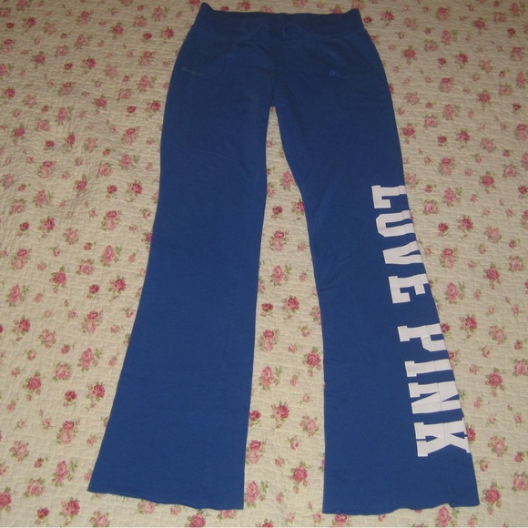 PINK Victoria's Secret Pants - Victoria’s Secret PINK “LOVE PINK” blue sweatpants